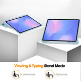 EIDERWOOD Samsung Galaxy Tab S10 FE+ (Plus) Tri-Fold Kunstskinn Flip Deksel med Stylus Pen Holder - Lyse Blå