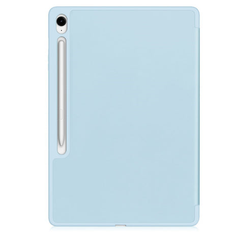 EIDERWOOD Samsung Galaxy Tab S10 FE+ (Plus) Tri-Fold Kunstskinn Flip Deksel med Stylus Pen Holder - Lyse Blå