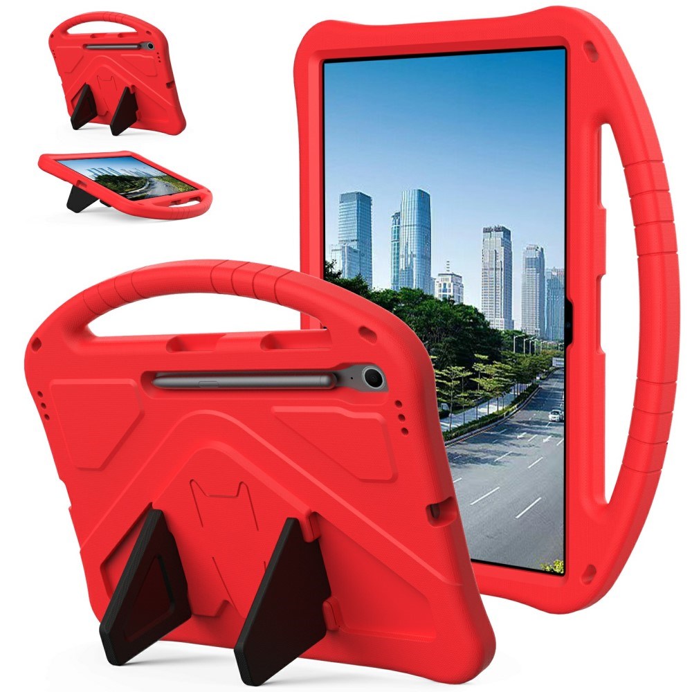 EIDERWOOD Samsung Galaxy Tab S10 FE+ (Plus) Anti-Drop Tablett Deksel med Håndtak og Stativfunksjon - Rød
