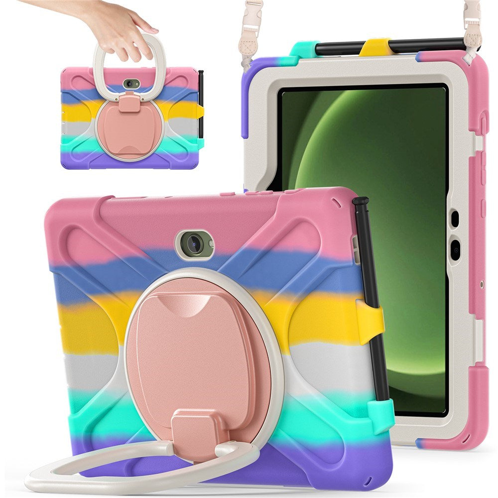 Samsung Galaxy Tab Active5 Pro / Active4 Pro EIDERWOOD Hybrid Plast Barne Deksel m. Kickstand & Stropp - Multi