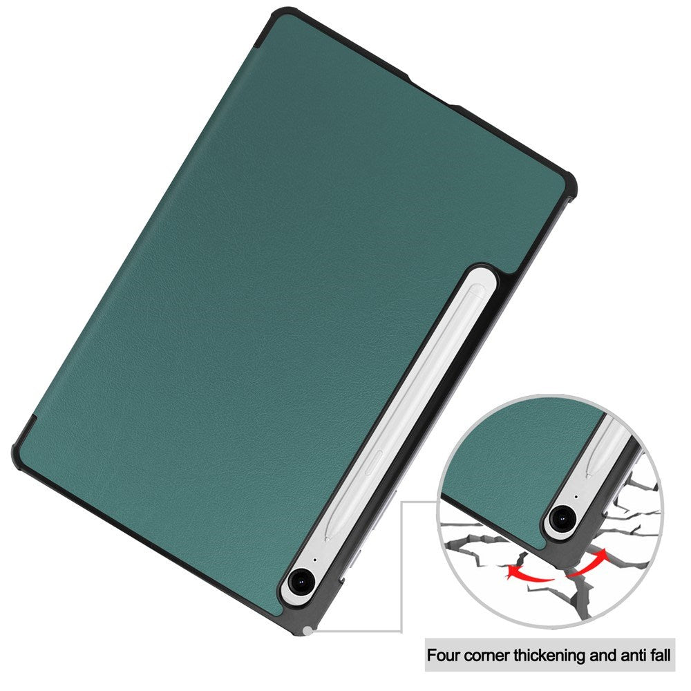 EIDERWOOD Samsung Galaxy Tab S11 / S10 Lite Tri-Fold Kunstskinn Flip Deksel – Grønn
