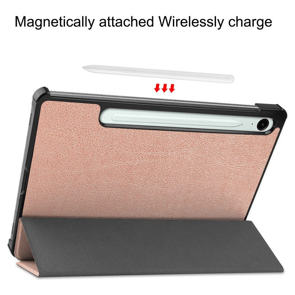 EIDERWOOD Samsung Galaxy Tab S11 / S10 Lite Tri-Fold Kunstskinn Flip Deksel – Rose Gold