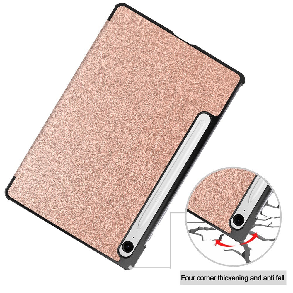 EIDERWOOD Samsung Galaxy Tab S11 / S10 Lite Tri-Fold Kunstskinn Flip Deksel – Rose Gold
