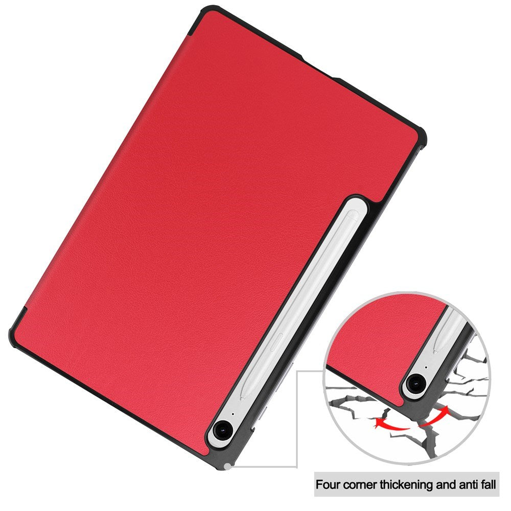 EIDERWOOD Samsung Galaxy Tab S11 / S10 Lite Tri-Fold Kunstskinn Flip Deksel – Rød