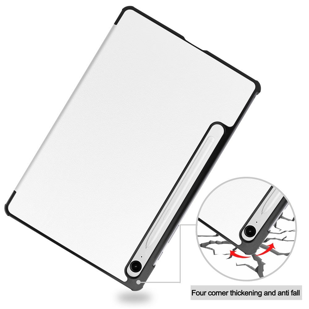 EIDERWOOD Samsung Galaxy Tab S11 / S10 Lite Tri-Fold Kunstskinn Flip Deksel – Hvit