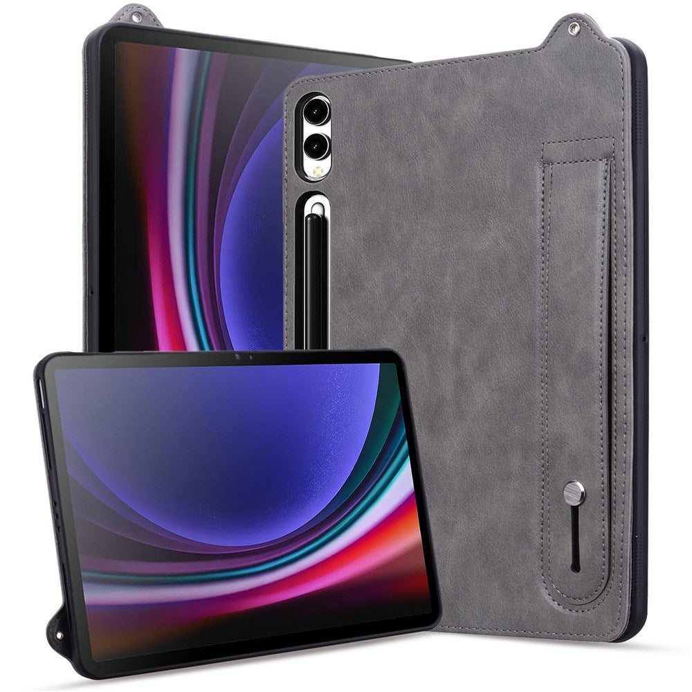 EIDERWOOD Samsung Galaxy Tab S11 Ultra Hard Plastdeksel i Kunstskinn med Håndtak - Grå