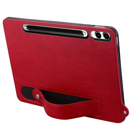 EIDERWOOD Samsung Galaxy Tab S11 Ultra Hard Plastdeksel i Kunstskinn med Håndtak - Rød
