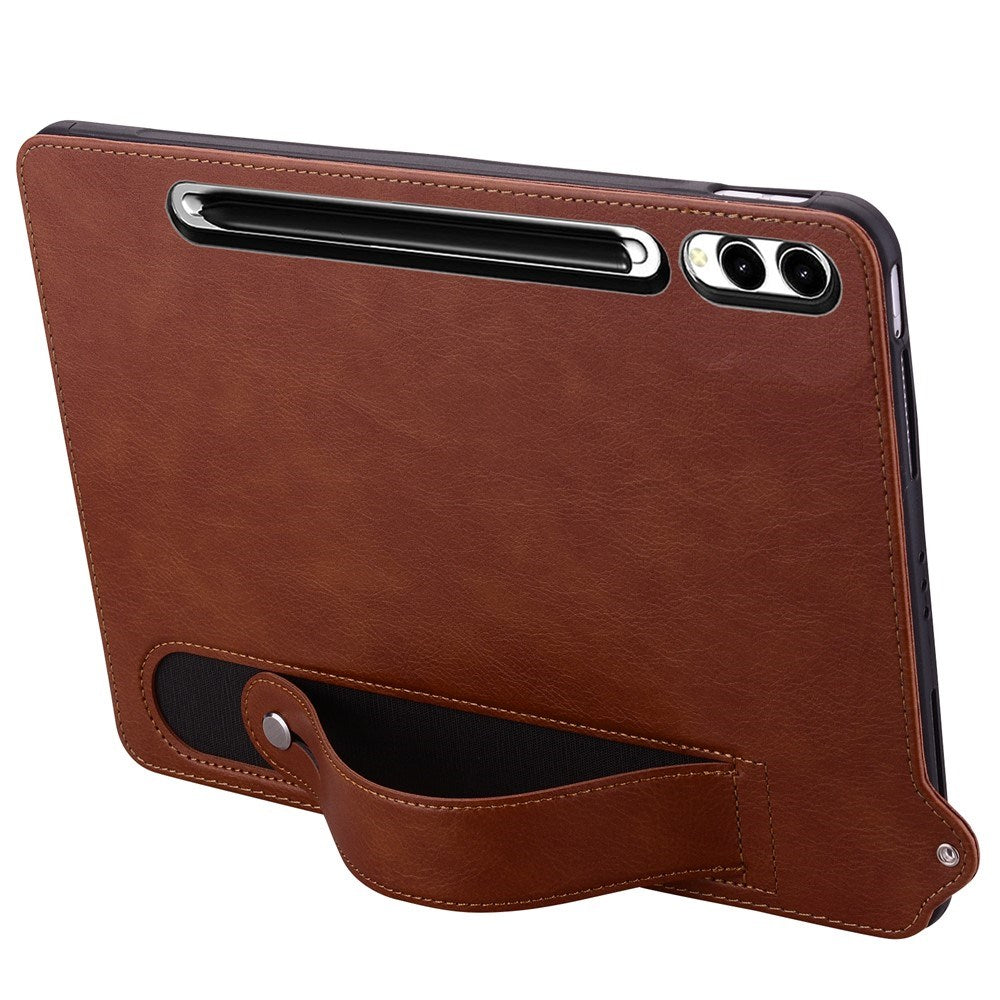 EIDERWOOD Samsung Galaxy Tab S11 Ultra Hard Plastdeksel i Kunstskinn med Håndtak - Brun