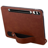 EIDERWOOD Samsung Galaxy Tab S11 Ultra Hard Plastdeksel i Kunstskinn med Håndtak - Brun