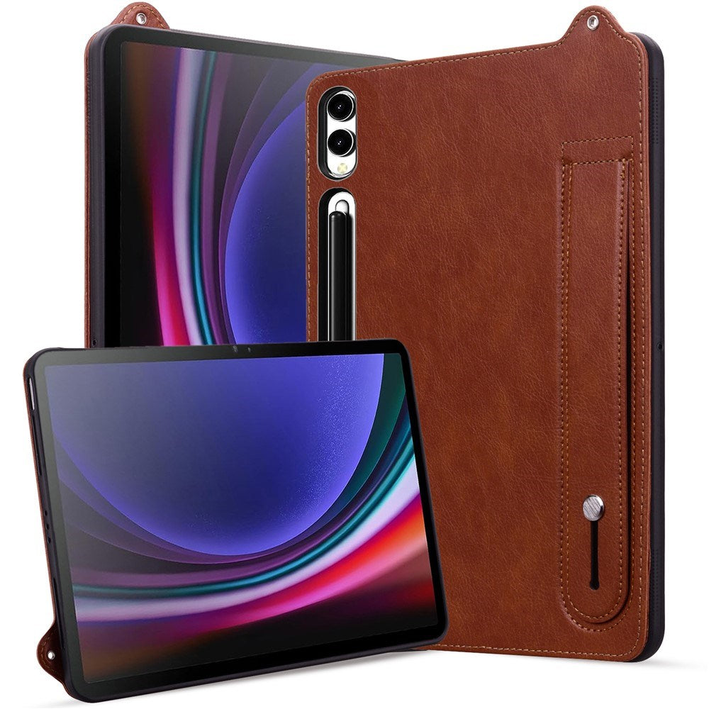 EIDERWOOD Samsung Galaxy Tab S11 Ultra Hard Plastdeksel i Kunstskinn med Håndtak - Brun