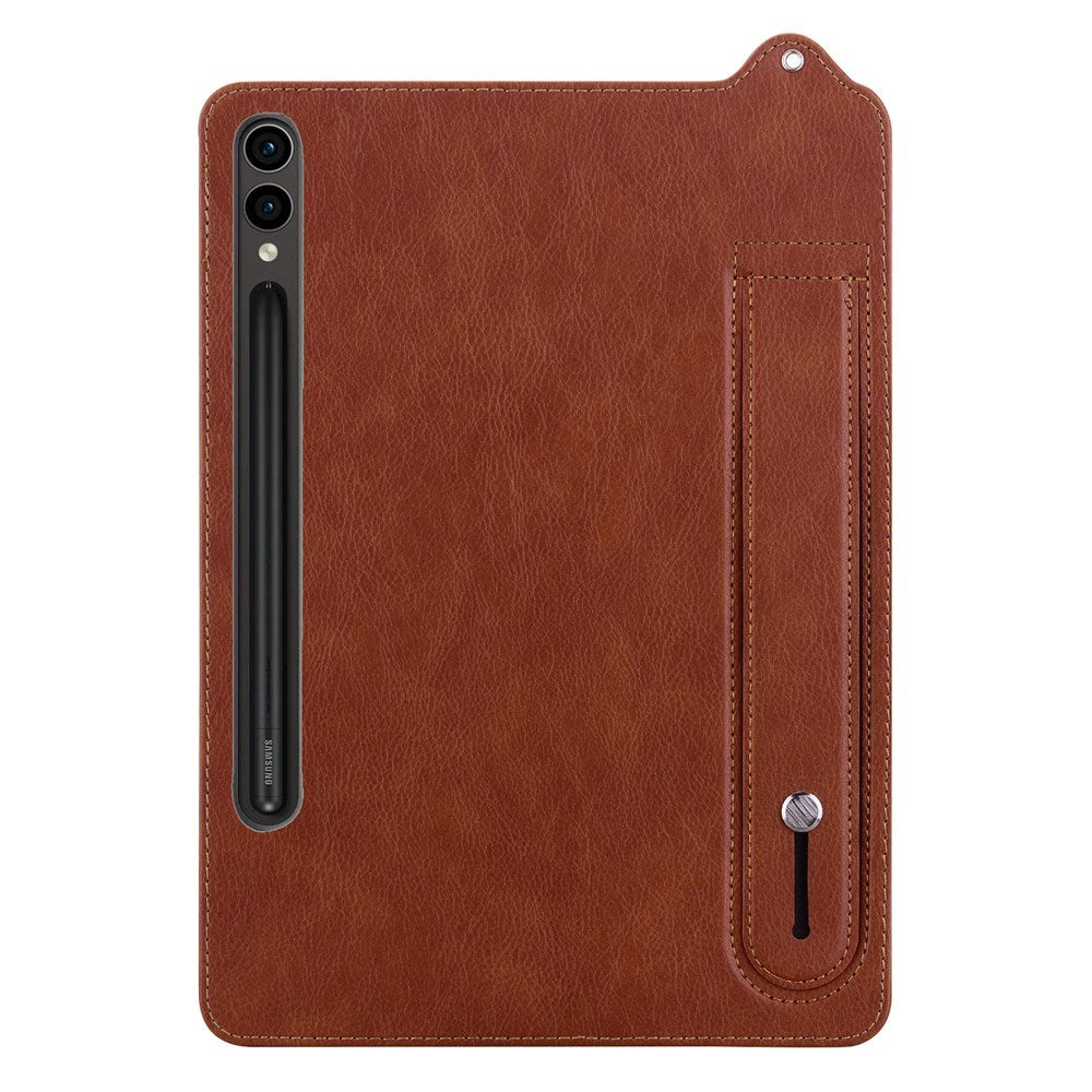 EIDERWOOD Samsung Galaxy Tab S11 Ultra Hard Plastdeksel i Kunstskinn med Håndtak - Brun