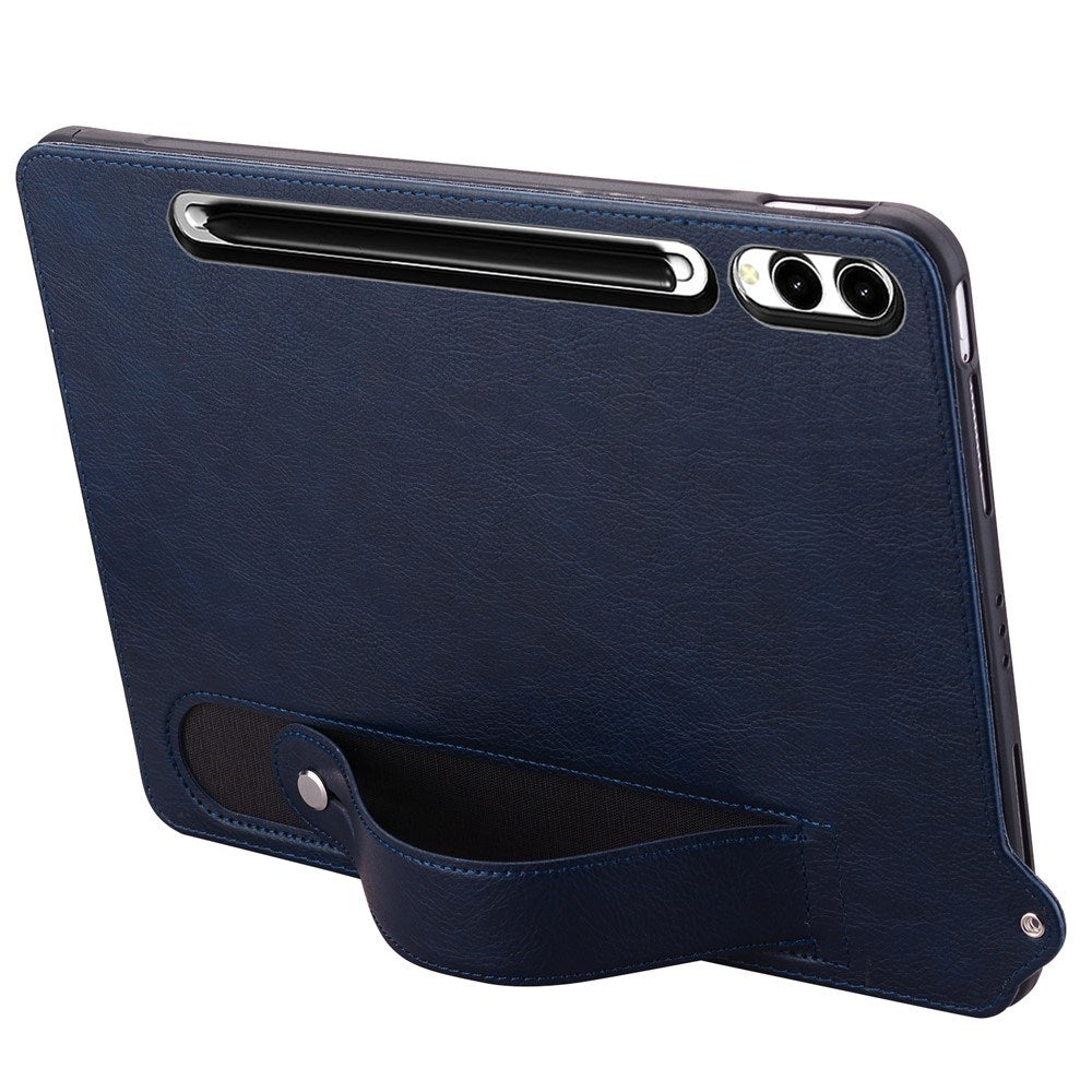 EIDERWOOD Samsung Galaxy Tab S11 Ultra Hard Plastdeksel i Kunstskinn med Håndtak - Mørk Blå