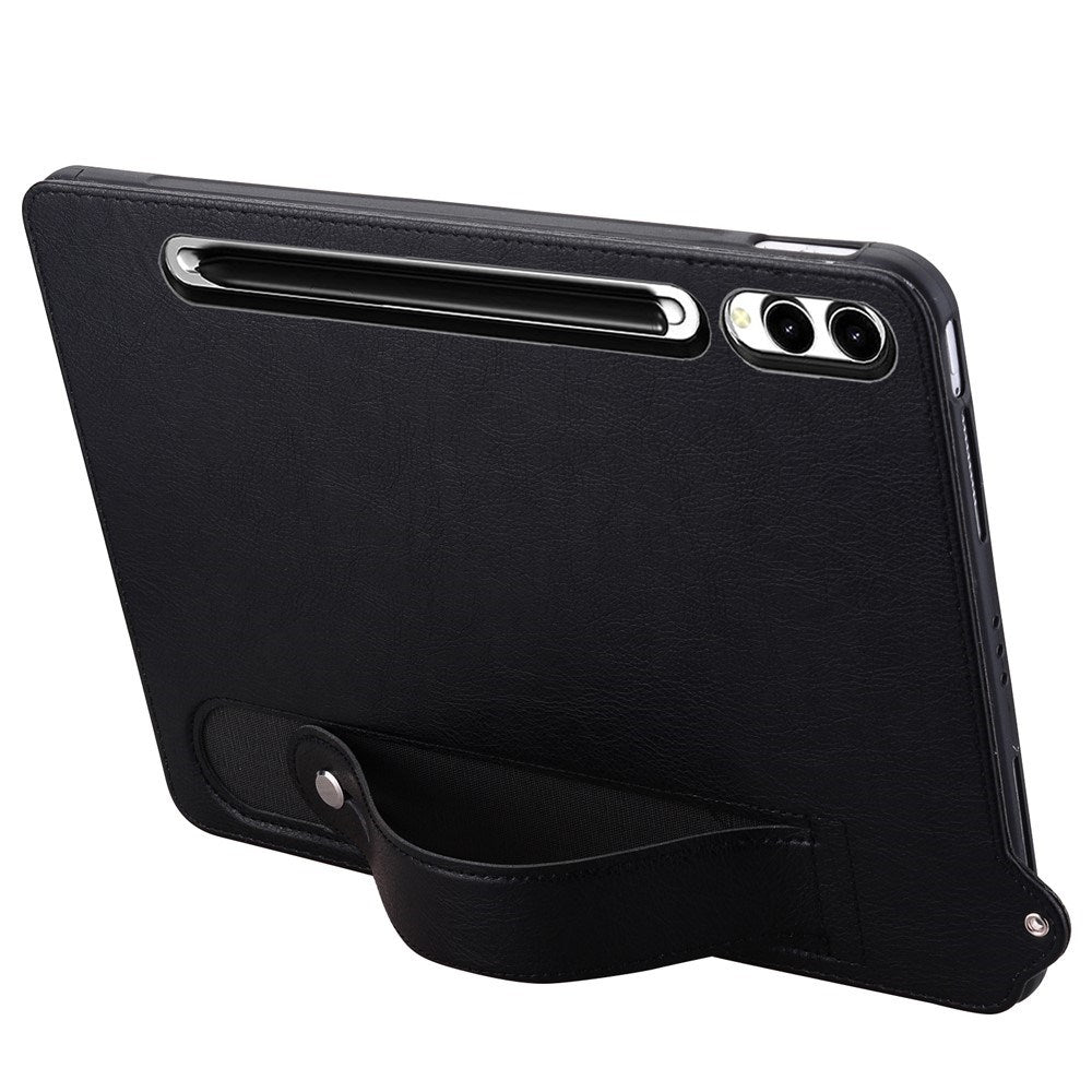 EIDERWOOD Samsung Galaxy Tab S11 Ultra Hard Plastdeksel i Kunstskinn med Håndtak - Svart