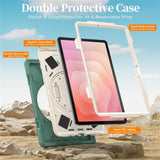 EIDERWOOD Samsung Galaxy Tab S11 Støtsikkert Deksel med 360 Graders Roterbar Støtte & Borrelåsstropp - Grønn