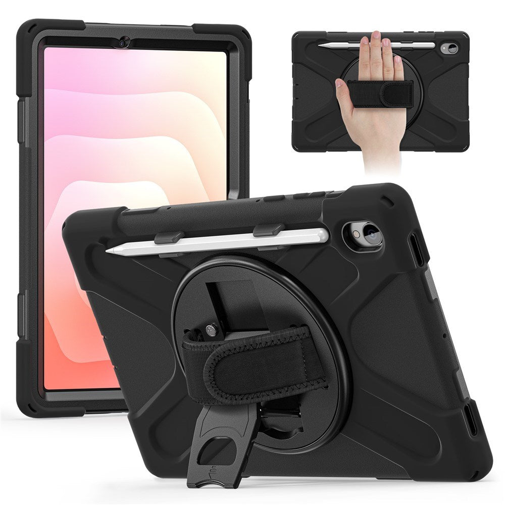 EIDERWOOD Samsung Galaxy Tab S11 Støtsikkert Deksel med 360 Graders Roterbar Støtte & Borrelåsstropp - Svart