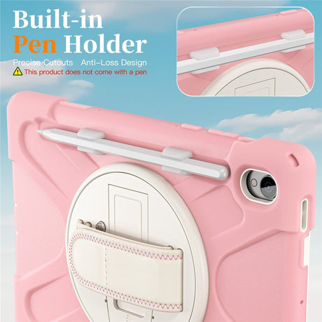 EIDERWOOD Samsung Galaxy Tab S11 Støtsikkert Deksel med 360 Graders Roterbar Støtte & Borrelåsstropp - Rosa