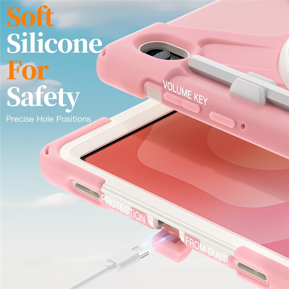 EIDERWOOD Samsung Galaxy Tab S11 Støtsikkert Deksel med 360 Graders Roterbar Støtte & Borrelåsstropp - Rosa