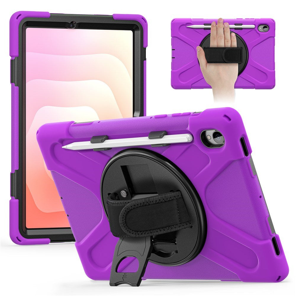 EIDERWOOD Samsung Galaxy Tab S11 Støtsikkert Deksel med 360 Graders Roterbar Støtte & Borrelåsstropp - Lilla