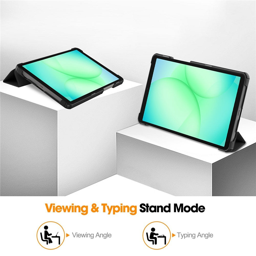 Samsung Galaxy Tab A11 EIDERWOOD Skinn Deksel m. Stativfunksjon - Svart
