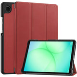 Samsung Galaxy Tab A11 EIDERWOOD Skinn Deksel m. Stativfunksjon - Vinrød