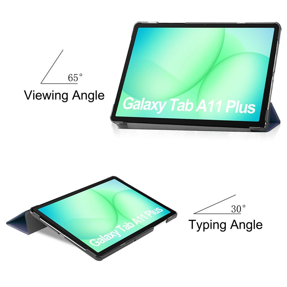 Samsung Galaxy Tab A11+ (Plus) EIDERWOOD Kunstskinn Deksel med Stativfunksjon - Mørk Blå