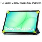 Samsung Galaxy Tab A11+ (Plus) EIDERWOOD Kunstskinn Deksel med Stativfunksjon - Mørk Blå