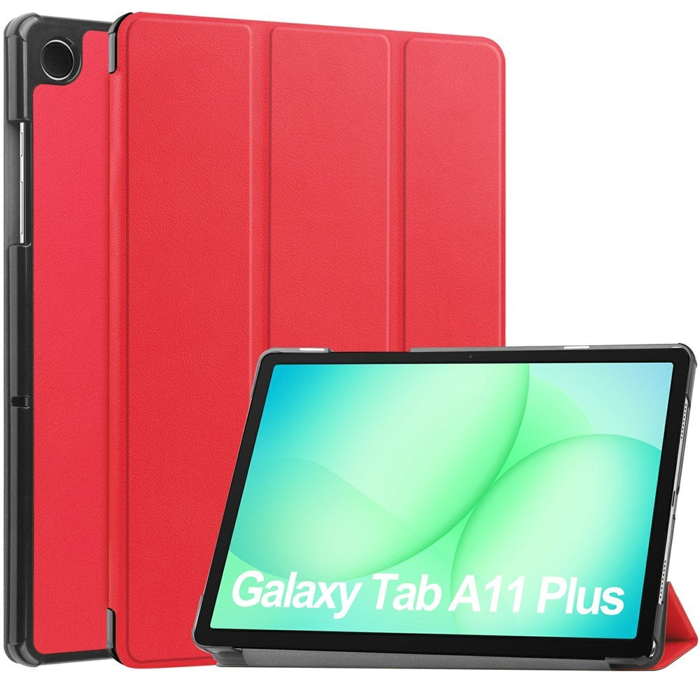 Samsung Galaxy Tab A11+ (Plus) EIDERWOOD Kunstskinn Deksel med Stativfunksjon - Rød