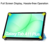 Samsung Galaxy Tab A11+ (Plus) EIDERWOOD Kunstskinn Deksel med Stativfunksjon - Lys Blå