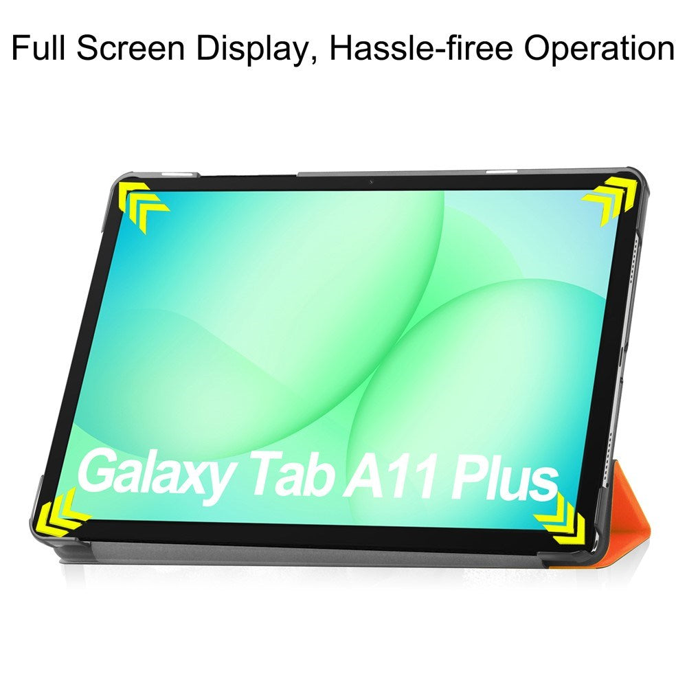 Samsung Galaxy Tab A11+ (Plus) EIDERWOOD Kunstskinn Deksel med Stativfunksjon - Oransje