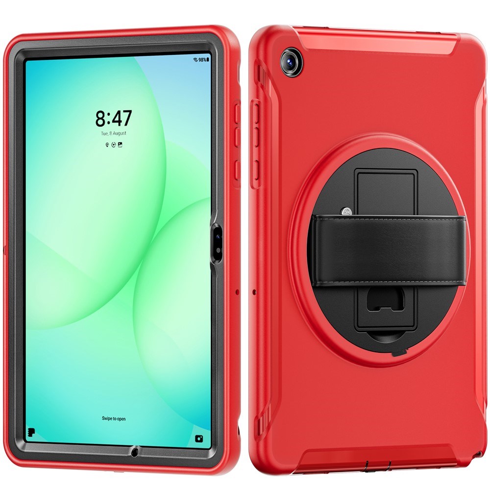Samsung Galaxy Tab A11+ (Plus) EIDERWOOD Støtsikkert Deksel med 360 Graders Roterbar Støtte - Rød