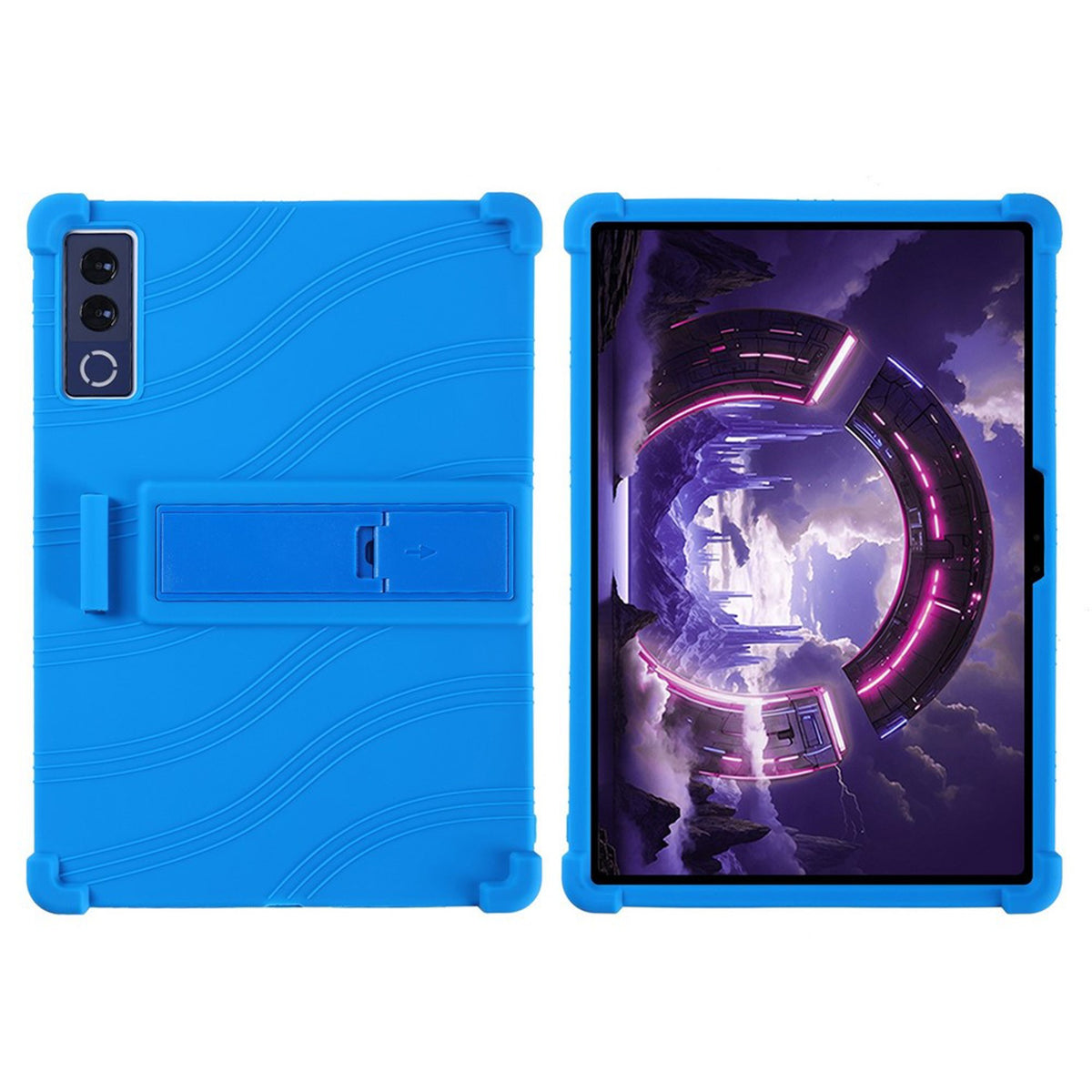 Lenovo Yoga Tab Plus Gen 2 13" EIDERWOOD Robust Silikon Deksel m. Justerbar Kickstand & Støtabsorberende Hjørner - Blå