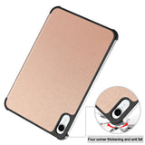 iPad Mini (2026) 8. Gen. EIDERWOOD Kunstskinn Tri-Fold Flip Deksel m. Støttefunksjon - Rose Gold