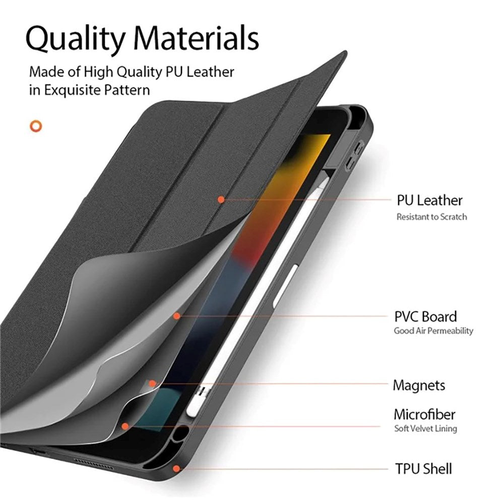 iPad 11" (2025) / iPad 10.9" (2024/2022) Deksel - DUX DUCIS Domo Series Tri-fold Skinndeksel - Svart