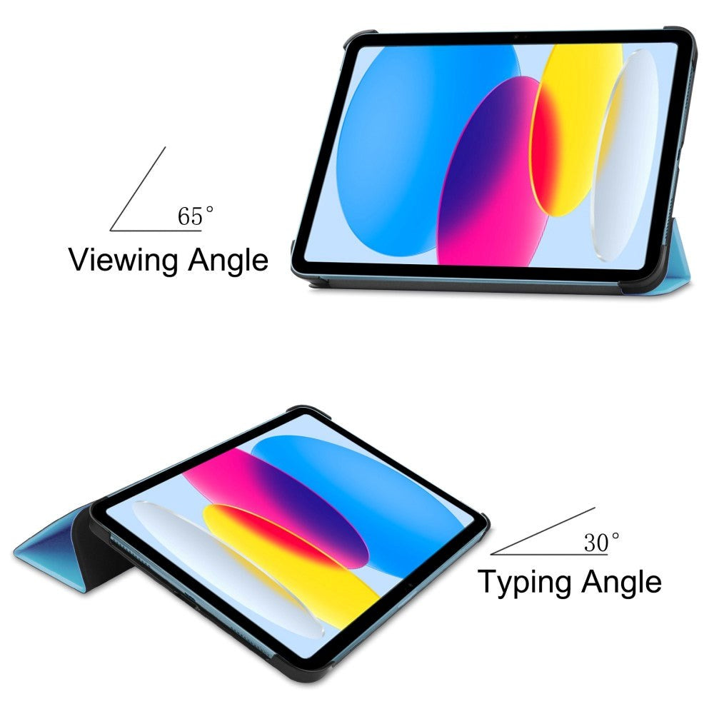 Apple iPad 11" (2025) / iPad 10.9" (2024/2022) Kunstskinn Flip Deksel m Stativ - Himmelblå