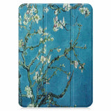 iPad 11" (2025) / iPad 10.9" (2024/2022) Tri-Fold Flip Deksel I Skinn - Hvite Blomster