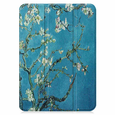 iPad 11" (2025) / iPad 10.9" (2024/2022) Tri-Fold Flip Deksel I Skinn - Hvite Blomster
