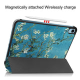 iPad 11" (2025) / iPad 10.9" (2024/2022) Tri-Fold Flip Deksel I Skinn - Hvite Blomster