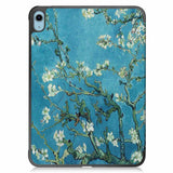 iPad 11" (2025) / iPad 10.9" (2024/2022) Tri-Fold Flip Deksel I Skinn - Hvite Blomster