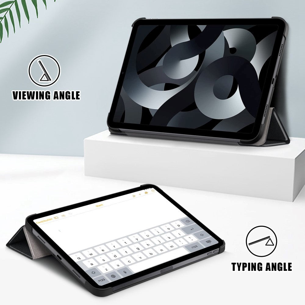 Apple iPad 11" (2025) / iPad 10.9" (2024/2022) Kunstskinn Deksel m Stativ - Svart