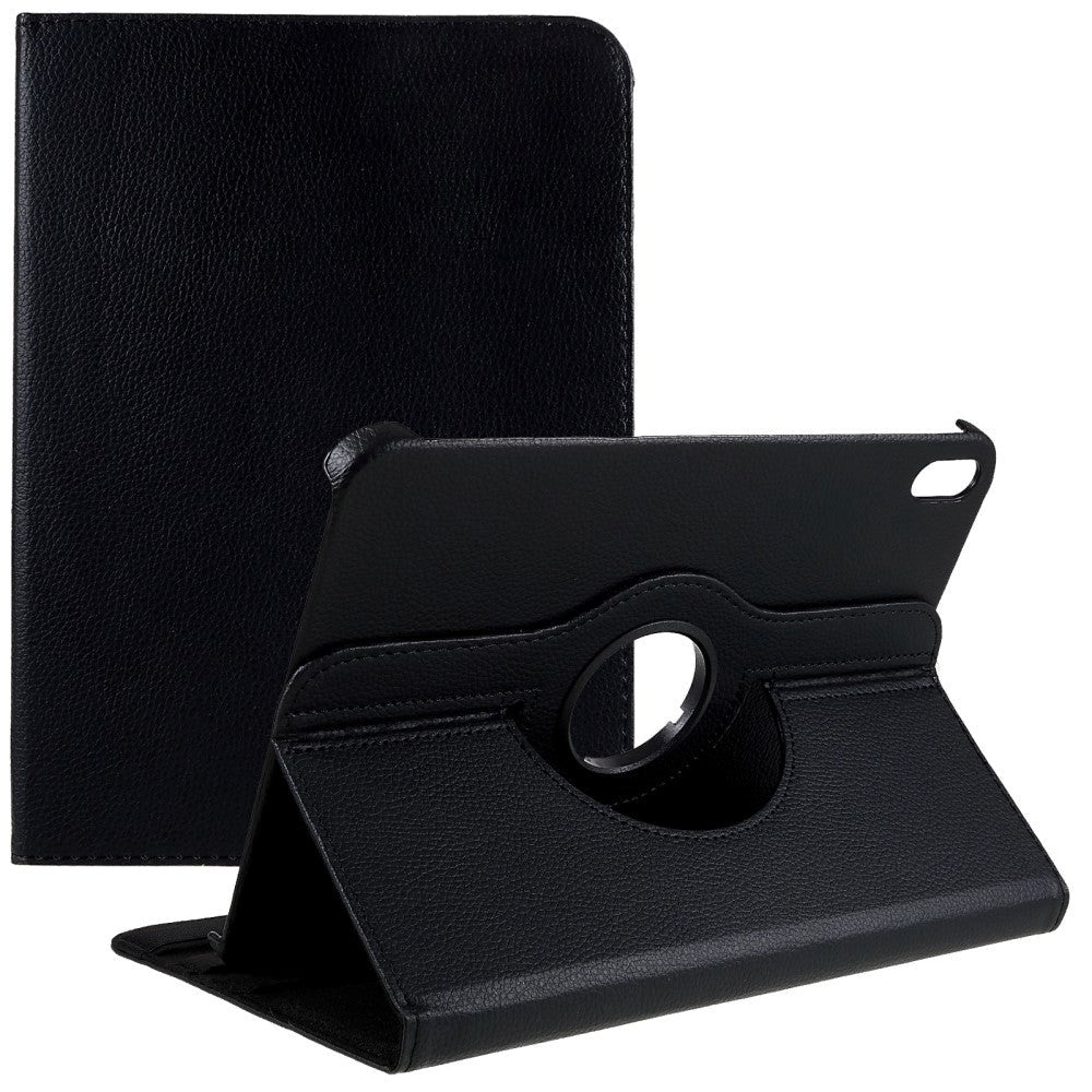 EIDERWOOD iPad 11" (2025) / iPad 10.9" (2024/2022) Klassisk Skinn Deksel m. 360⁰ Stativfunksjon - Svart