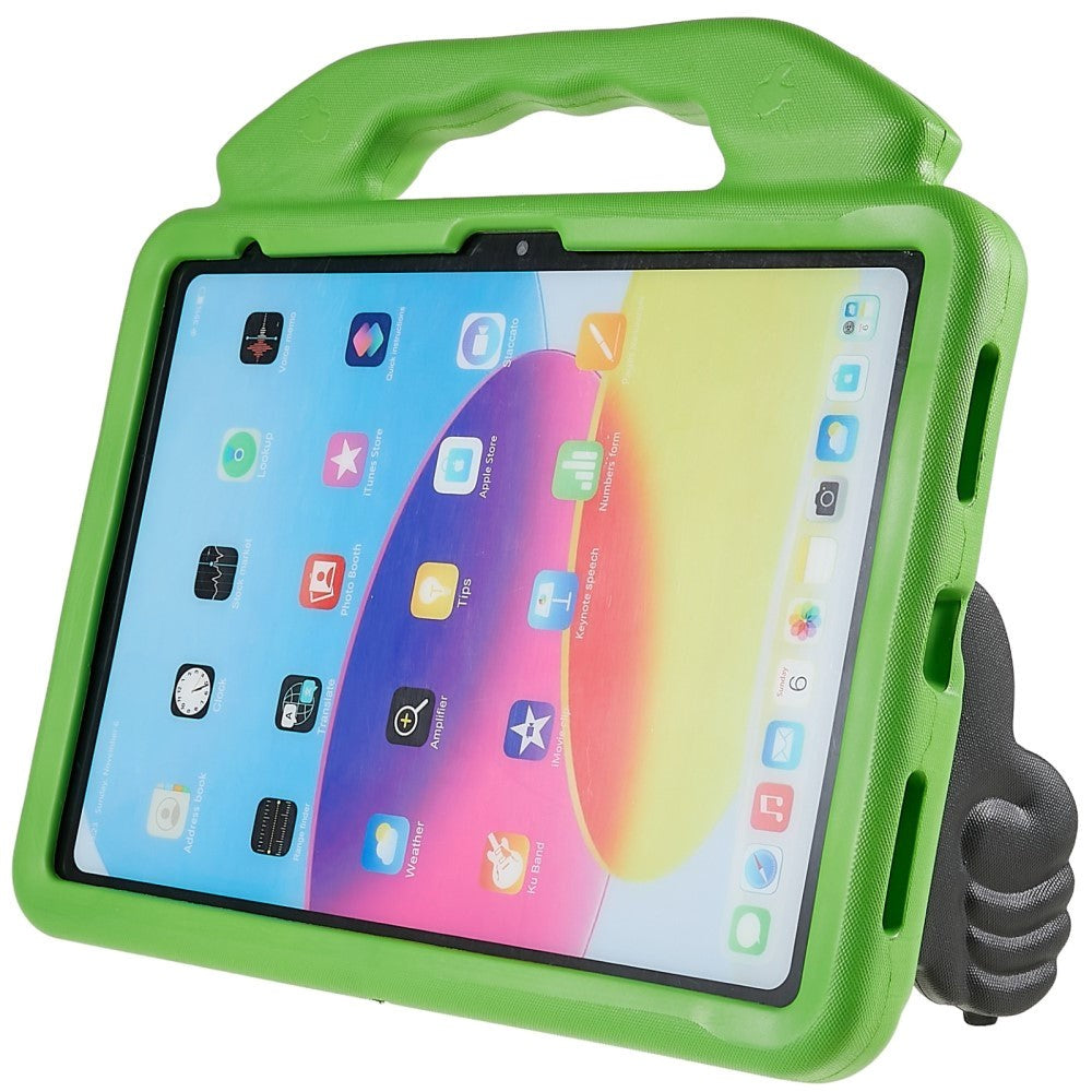 iPad 11" (2025) / iPad 10.9" (2024/2022) Barnedeksel - Thumb Kickstand Bakdeksel - Grønn