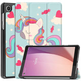 EIDERWOOD Lenovo Tab M8 (4. Gen.) Tri-Fold Kunstskinn Flip Deksel m. Mønster - Enhjørning