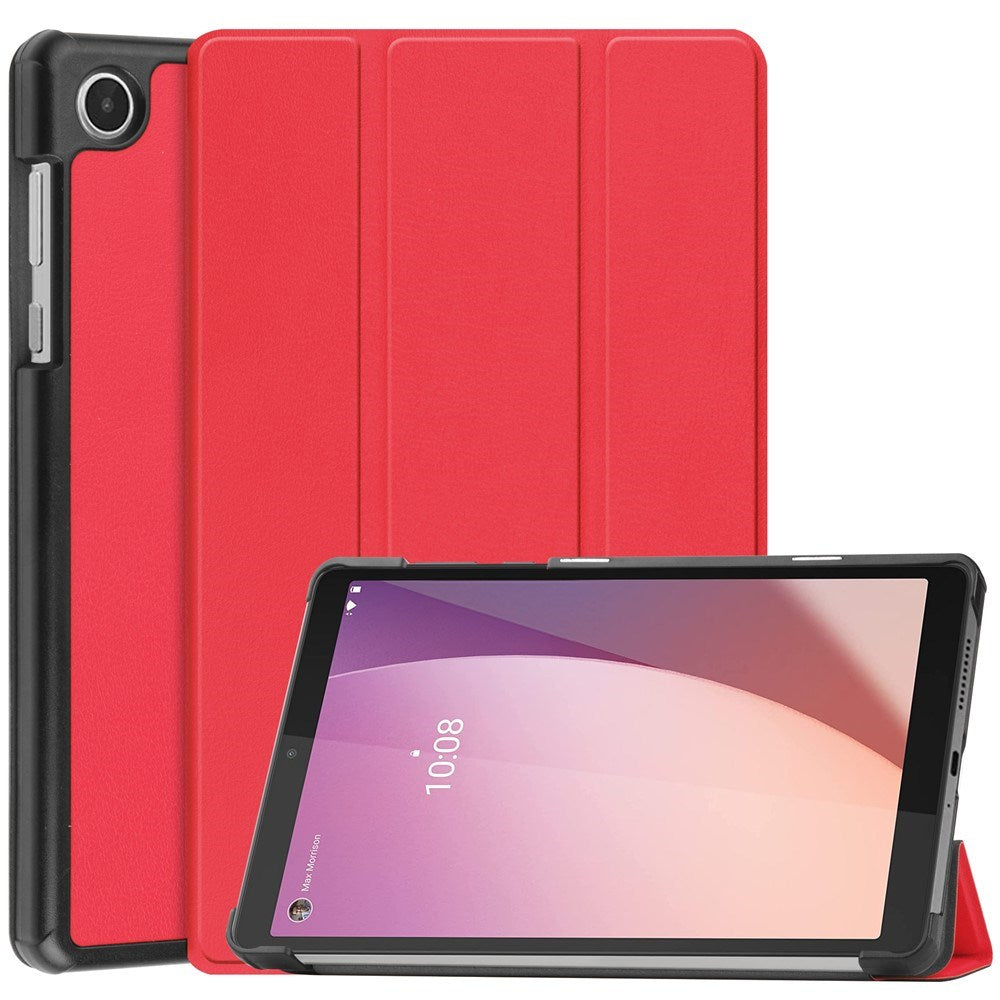 EIDERWOOD Lenovo Tab M8 (4. Gen.) Tri-Fold Kunstskinn Flip Deksel - Rød