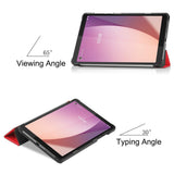 EIDERWOOD Lenovo Tab M8 (4. Gen.) Tri-Fold Kunstskinn Flip Deksel - Rød