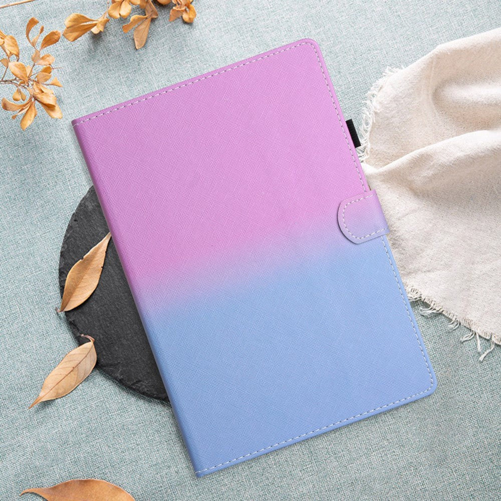 iPad 11" (2025) / iPad 10.9" (2024/2022) Flip-stativ Kunstkinn Deksel med Vekkefunksjon og Kortholder - Rosa / Blå