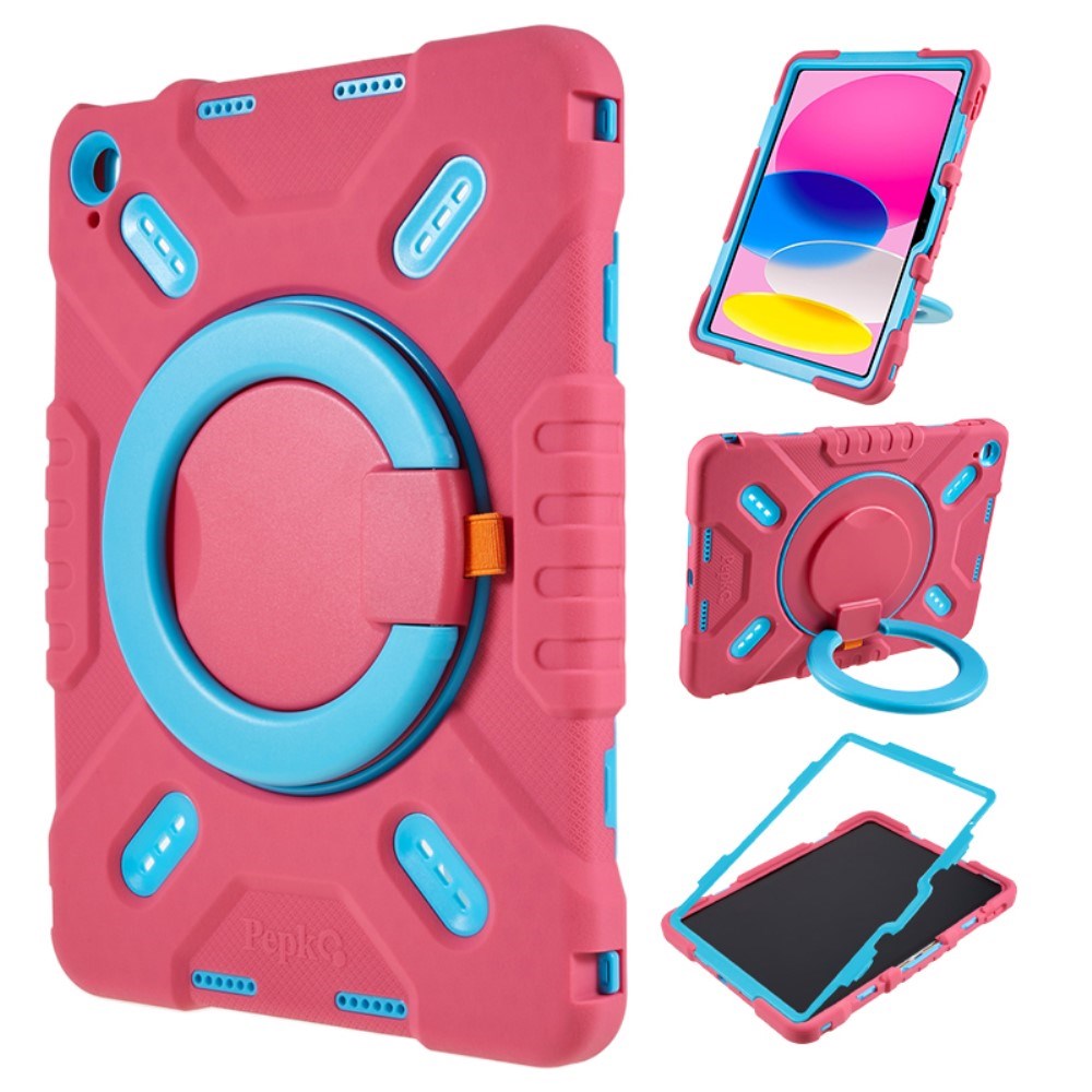 Pepkoo iPad 11" (2025) / 10.9" (2024 / 2022) Barnedeksel med Roterbart Stativ - Rosa / Blå