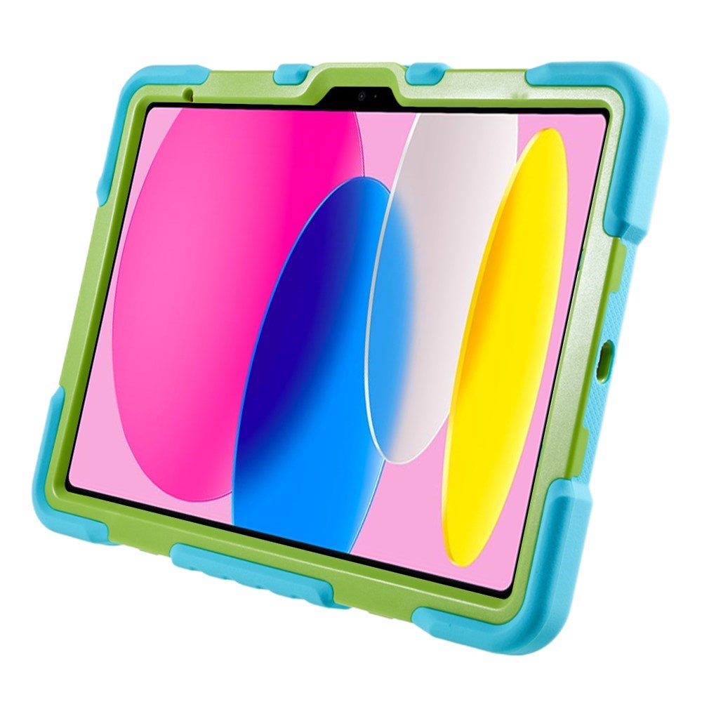 Pepkoo iPad 11" (2025) / 10.9" (2024 / 2022) Barnedeksel med Roterbart Stativ - Blå / Grønn