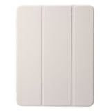 EIDERWOOD iPad 11" (2025) / iPad 10.9" (2024/2022) Tri-Fold Kunst Skinn Deksel med Apple Pencil Holder - Creme
