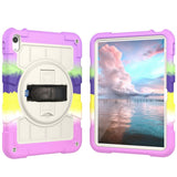 iPad 11" (2025) / iPad 10.9" (2024/2022) Håndverker Deksel m. Håndholder, Kickstand & Skulderrem - Lilla / Multi