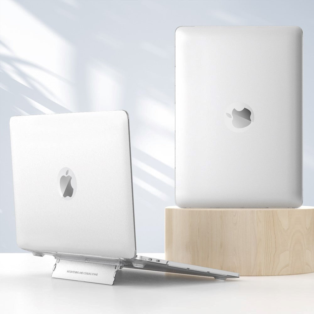 Macbook Air 13 (2018-2020) Plastdeksel med Stativfunksjon - Frostet Gjennomsiktig